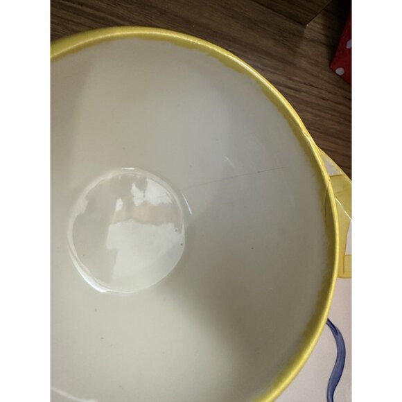 Vintage Cali Ceramic Chips & Dip Plate Set With Pepper Design & Yellow Zigzag Pa - Picture 4 of 6